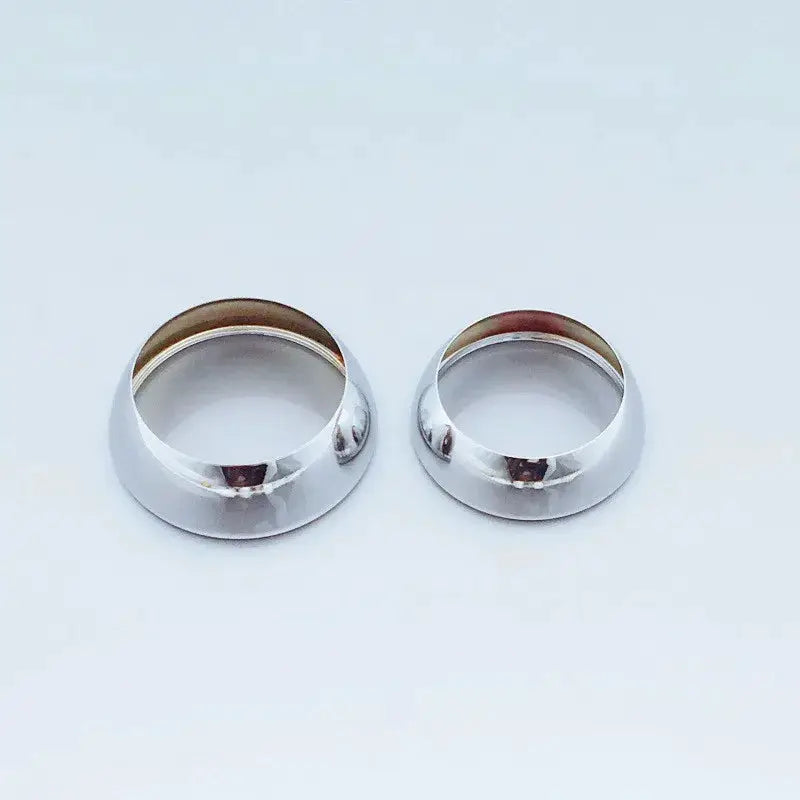 Two chrome faucet cap covers for 35/40mm fittings, decorative kitchen or bathroom faucet replacement accessories