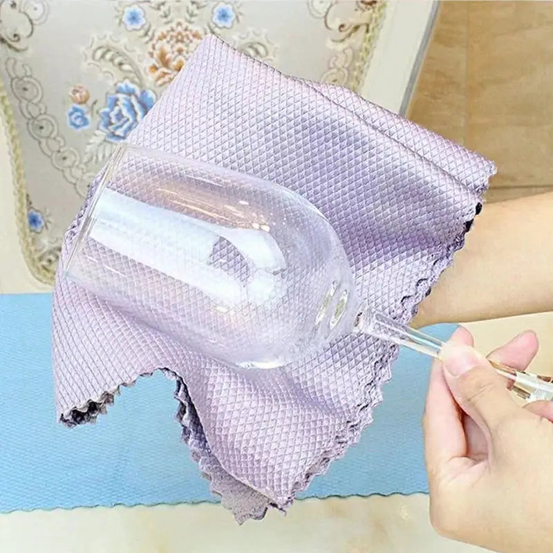 Simples Market 5pcs lavender microfiber dish cloth set for glass and windows, kitchen cleaning and anti-grease wiping