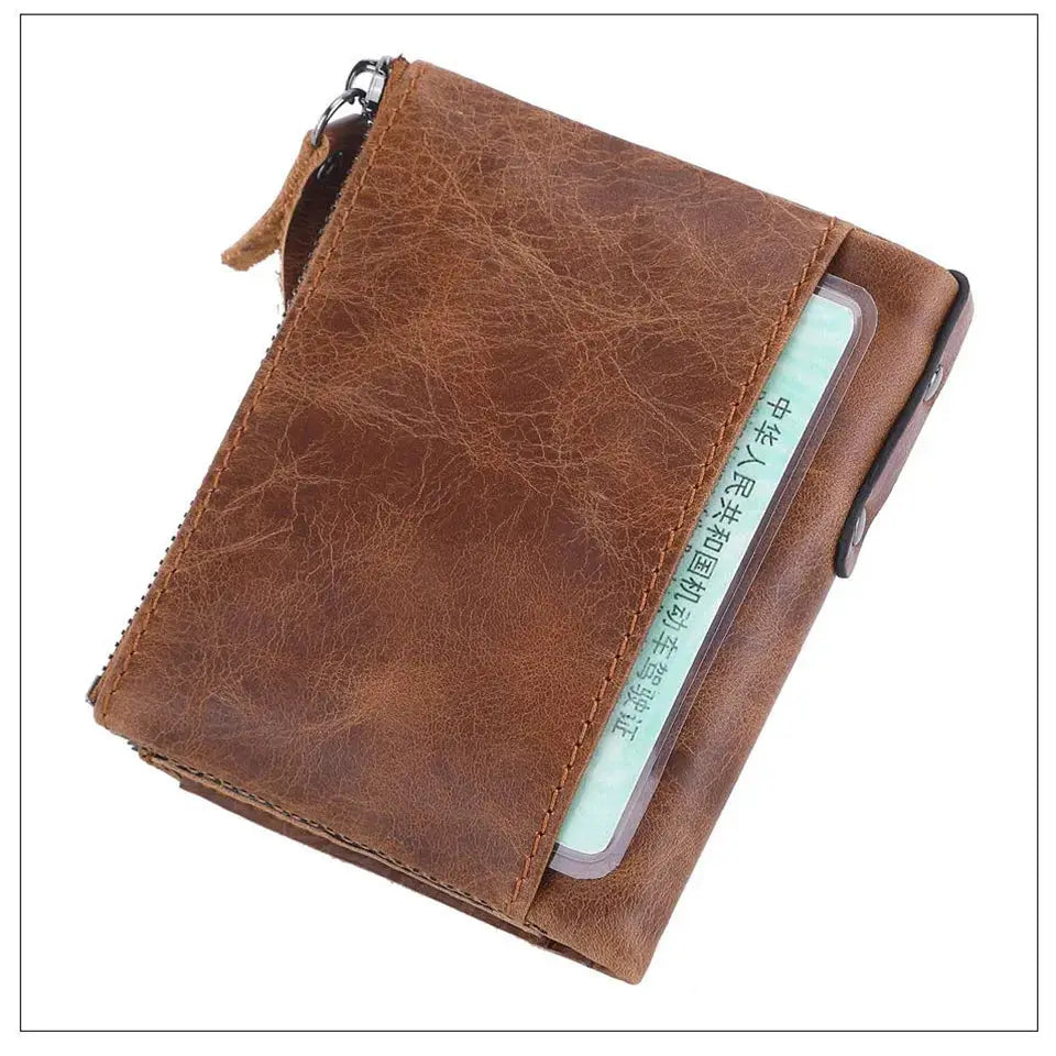 Men's brown genuine cowhide leather wallet with card slot by Simples Market