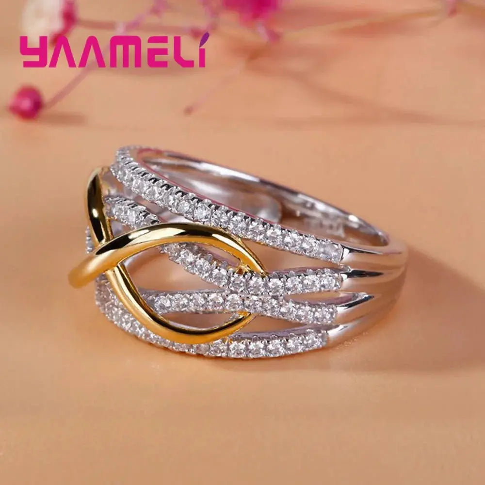 Infinity Love Ring 925 Sterling Silver Bowknot With Cubic Zirconia Eternity Symbol For Women Girlfriend Jewelry
