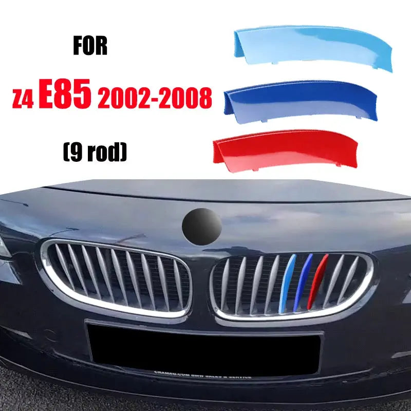 Front grille trim strips for BMW, 3Pcs by Simples Market, blue and red