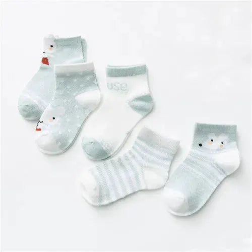 5 Pairs Baby Socks 0 To 24 Months Infants Cotton Mesh Boys Girls Newborn Toddler First Walkers Accessories Lawadka