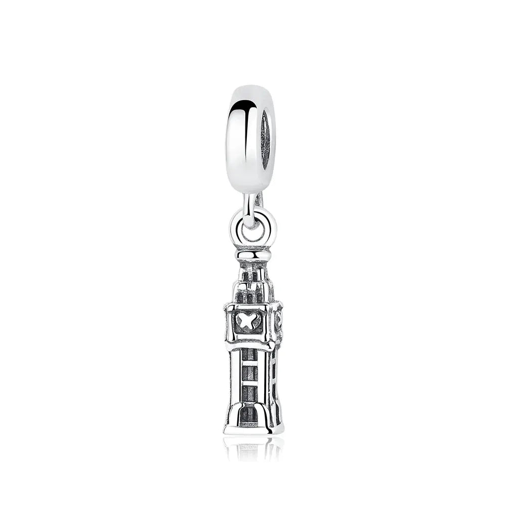 925 Sterling Silver Travel Theme Charms Beads London Bus Paris Suitcase Sam Panda Bracelets Necklaces Women DIY Jewelry