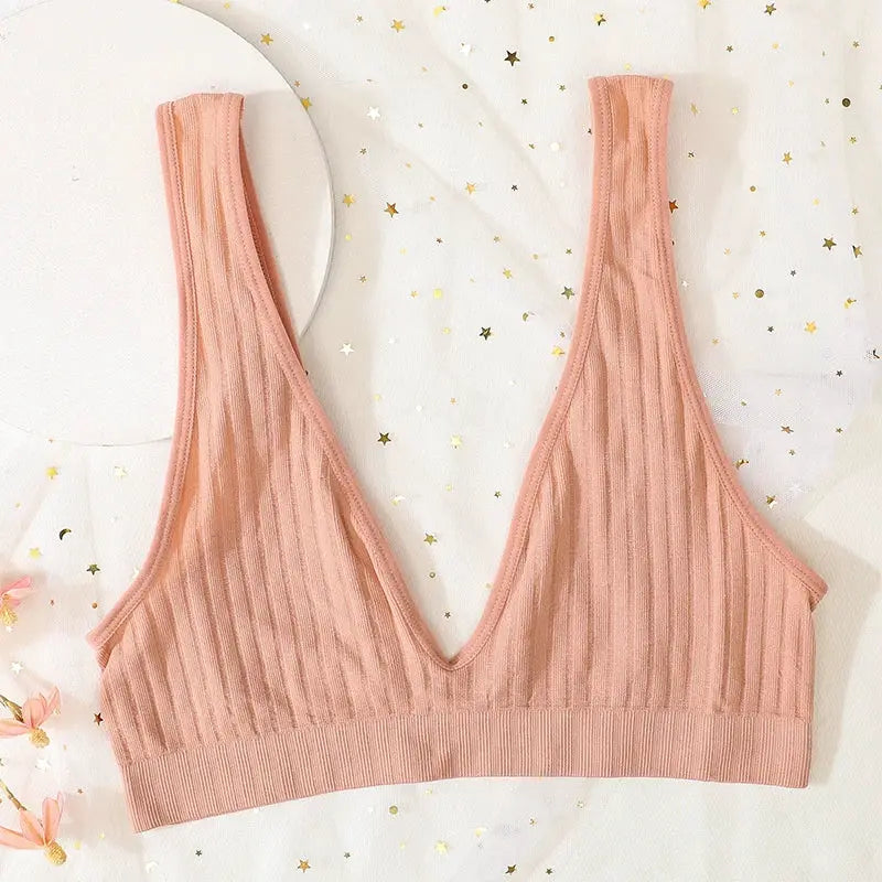 VivaLuxe Deep V Neck Wireless Bralette Seamless Comfort With Push Up for Everyday Wear