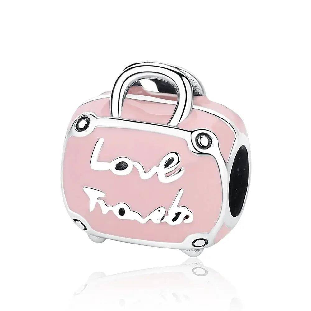 925 Sterling Silver Travel Theme Charms Beads London Bus Paris Suitcase Sam Panda Bracelets Necklaces Women DIY Jewelry