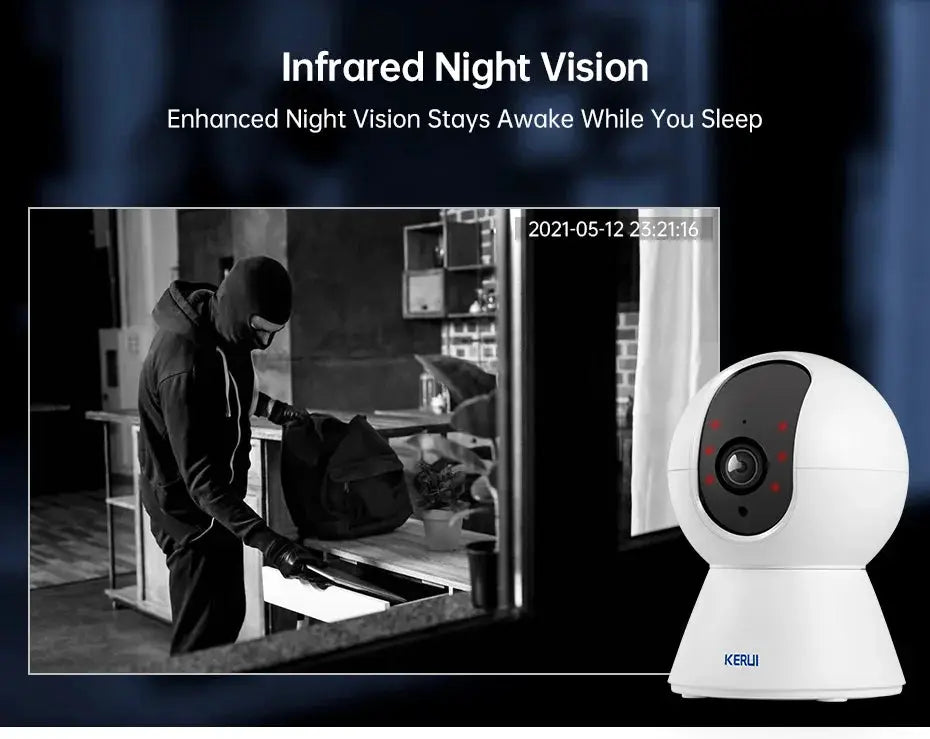 KERUI W184 security alarm system unit with white camera, infrared night vision, 4G/WiFi/GSM, Tuya app control