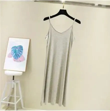 Spring Summer 2026 Women Tank Dress Modal O Neck Camisole Casual Beach