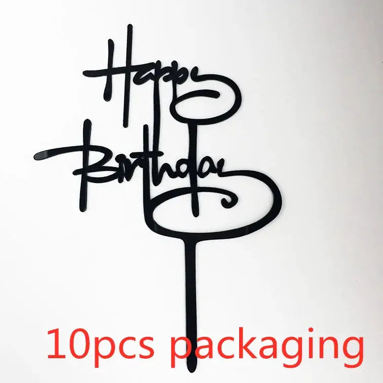 10 Pcs Rose Gold Silver Black Acrylic Cake Toppers Set For Birthday Parties Baby Showers And Dessert Decoration