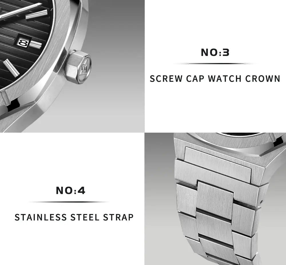 CADISEN Diver watch by Simples Market with stainless steel strap and screw-cap crown