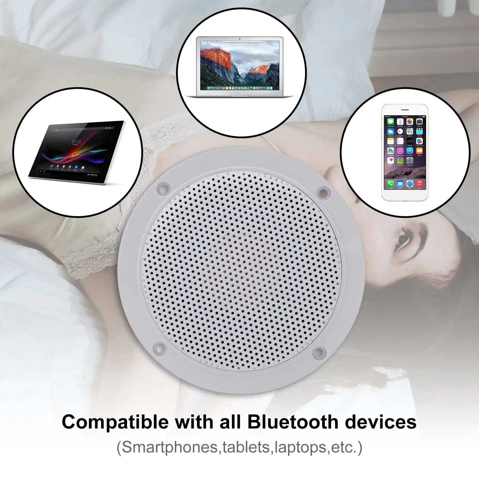 Simples Market Herdio waterproof built-in ceiling speaker with Bluetooth, 160W output, 4-inch driver for indoor use