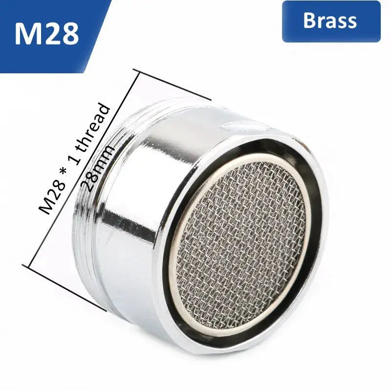 Brass water-saving faucet aerator with mesh bubbler, Simples Market, M28 thread (28mm)