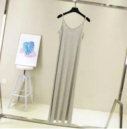 Spring Summer 2026 Women Tank Dress Modal O Neck Camisole Casual Beach