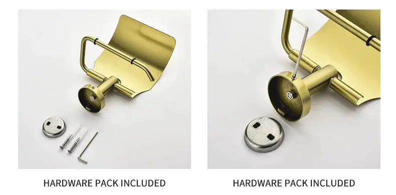 Brushed gold bathroom hardware set, wall-mount; hardware pack included