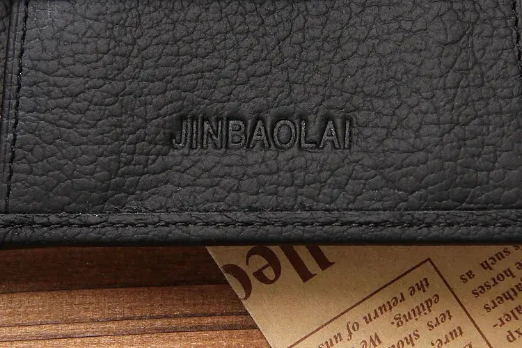 JINBAOLAI black genuine leather short wallet with coin pocket