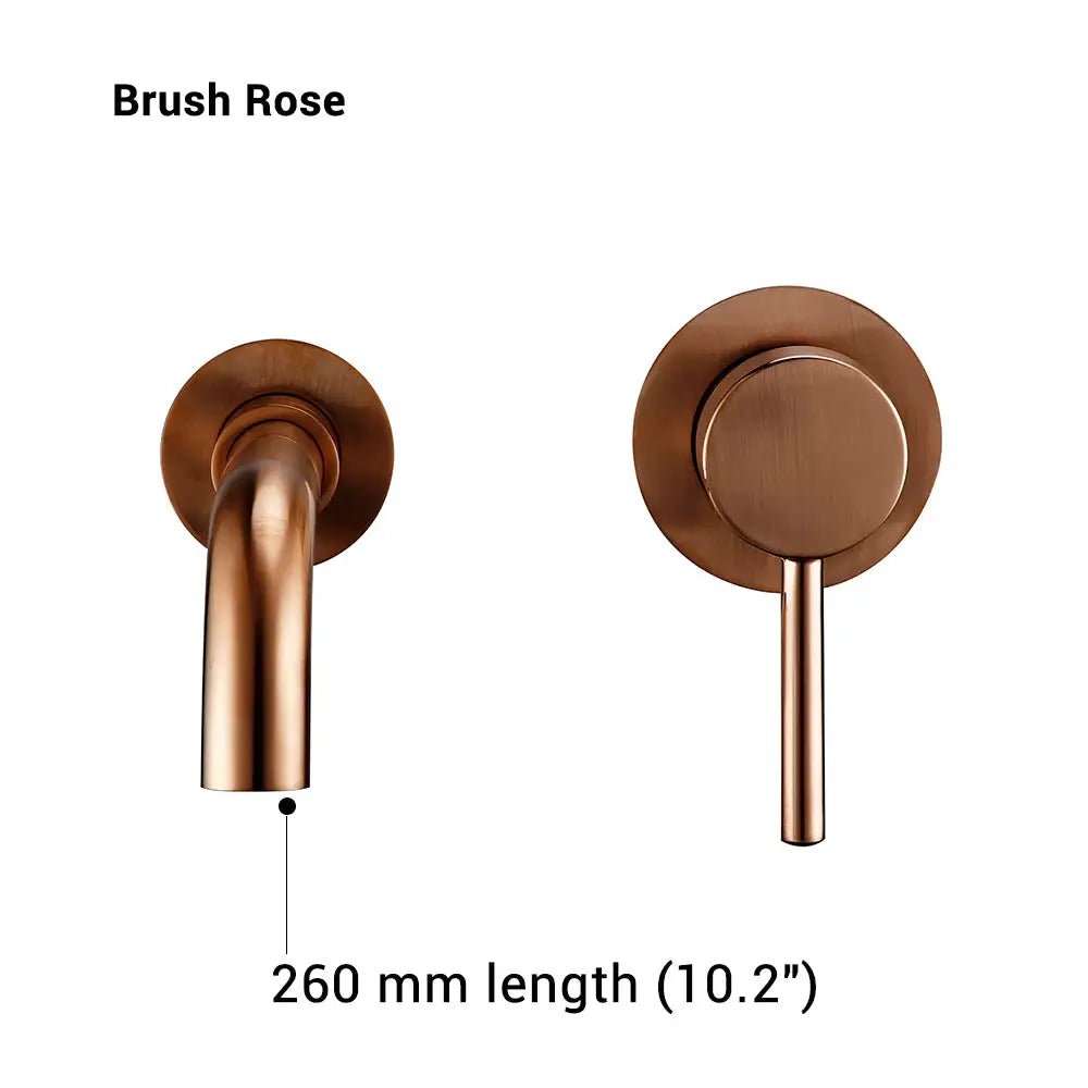 Simples Market rose-gold bathroom basin faucet, wall-mounted spout with single lever, 260 mm long