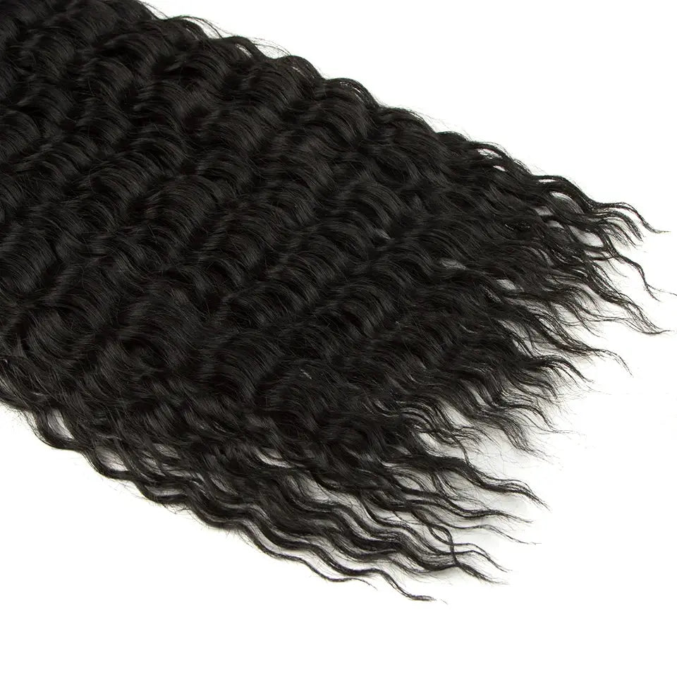 Ariel Curl water-wave crochet hair extensions in black, 22-inch deep wave synthetic braiding hair
