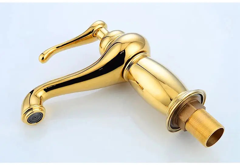 Bathroom faucet antique-brass finish; solid brass with a single-handle water mixer