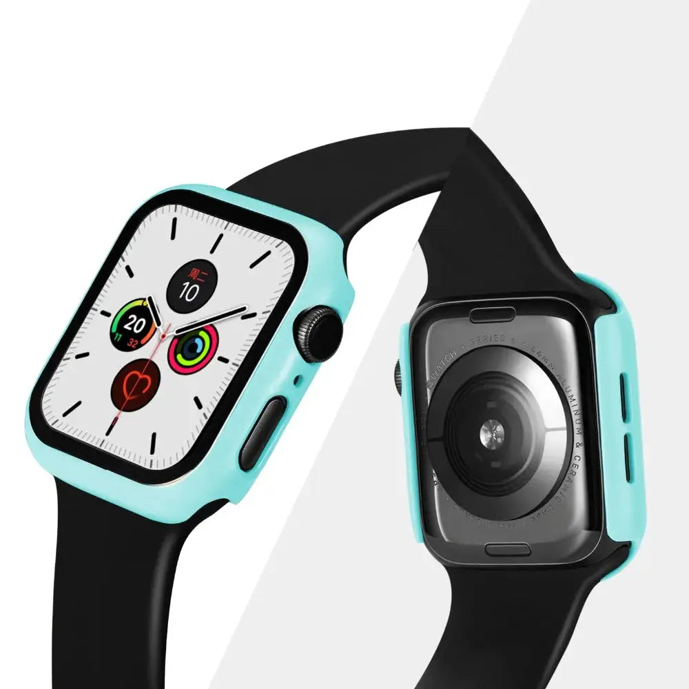 Simples Market Apple Watch protective case with tempered glass screen protector, turquoise bumper for 40–45mm watches
