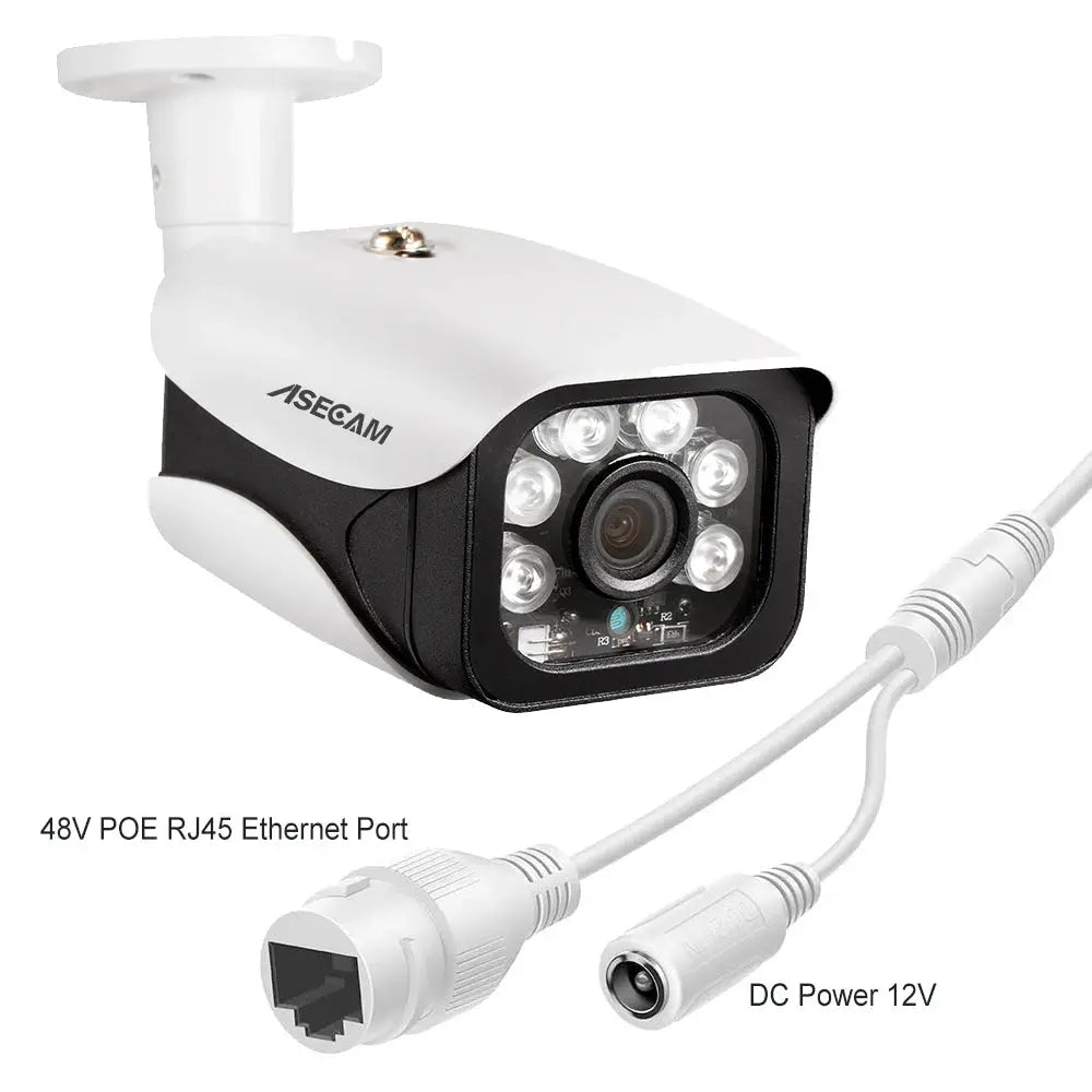 Simples Market outdoor bullet IP camera, 8MP/4K, PoE, IR night vision, white housing