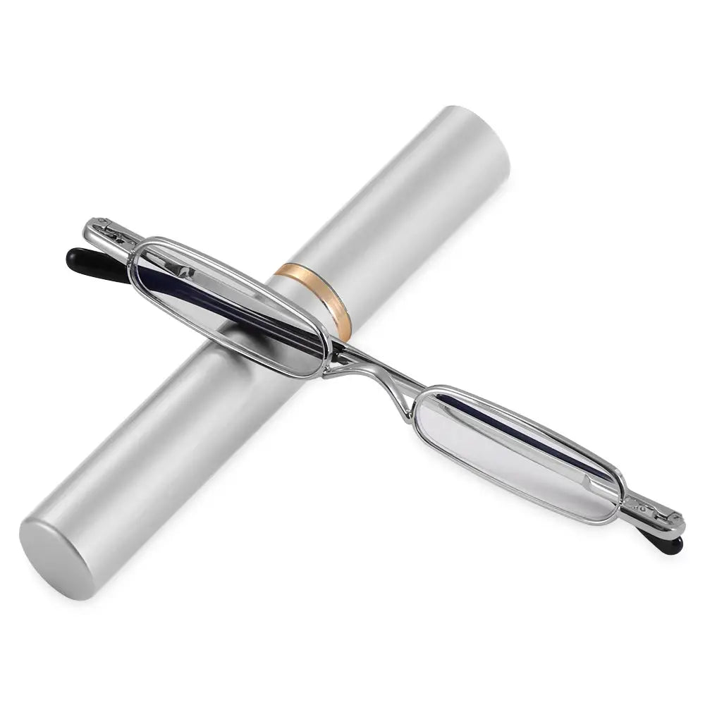 Elegant Reading Glasses Metal Frame Ultra Thin Design Lightweight Portable Mini Eyewear For Men And Women With Case