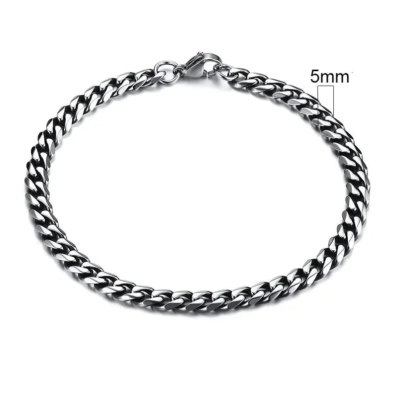 Vnox Stainless Steel Cuban Link Bracelet Unisex Curb Chain for Men and Women with Lobster Clasp