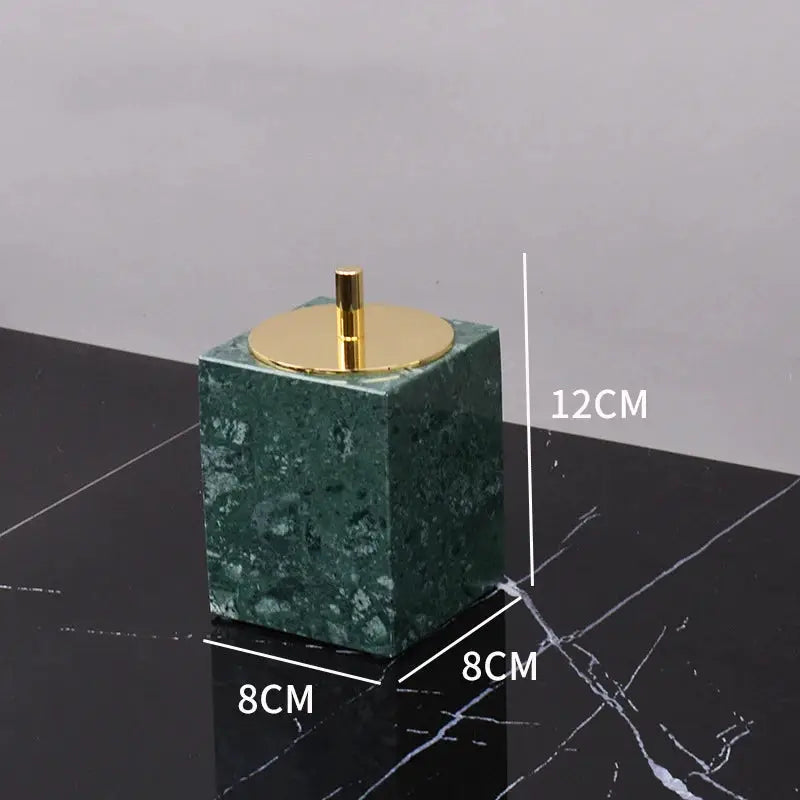 Soap dispenser made of Indian green marble with gold pump, retro bathroom accessory by Simples Market