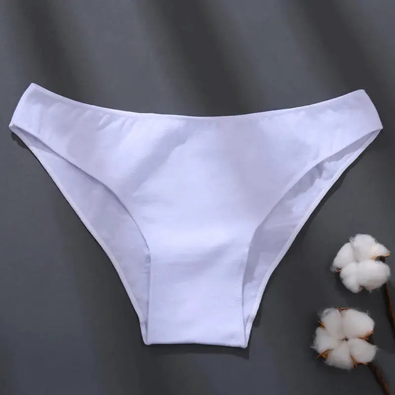 Low-rise cotton panties by Simples Market, plus size M-XXL, lavender solid color, breathable underwear