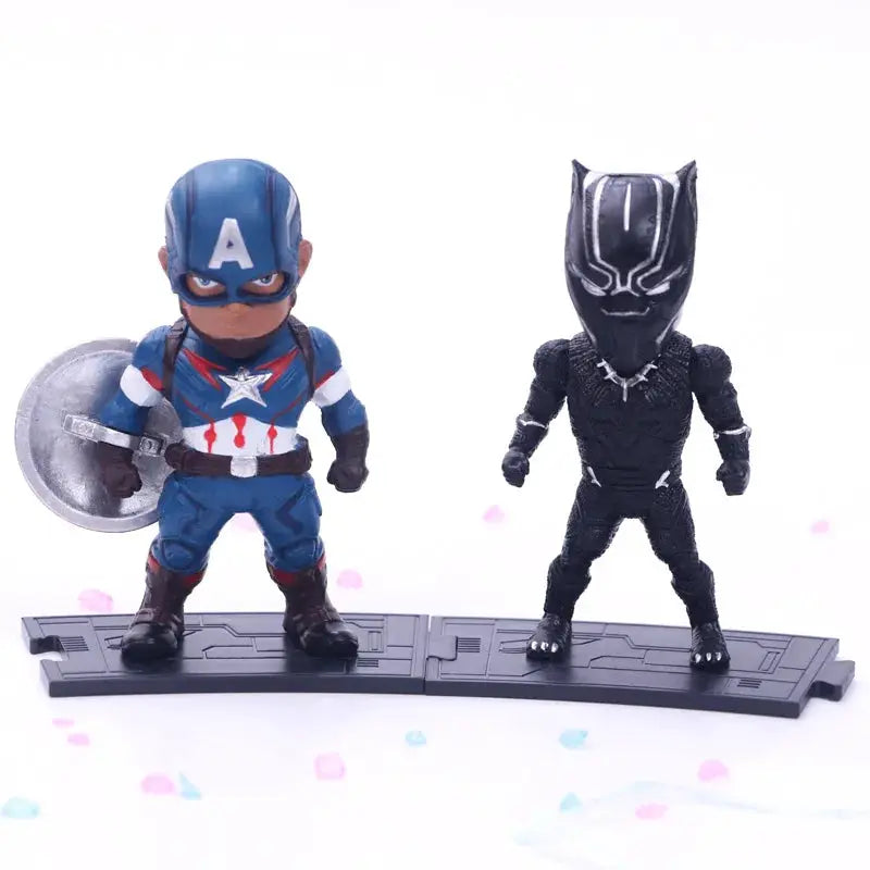 Marvel Avengers 6 Piece Action Figure Set Black Panther Thanos Iron Man Spider Man Captain America Hulk Collectible Toys