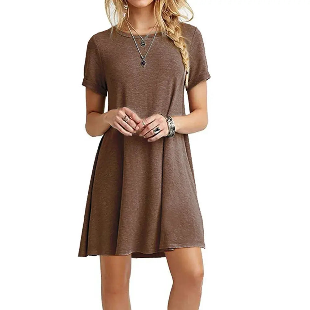 Instylis Women Casual Vintage O Neck Print Loose Mini Dress Sundress