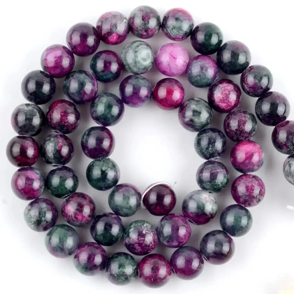 Natural Round Gemstone Beads Mix Tiger Eye Amazonite Lava Turquoise Agate Jasper Garnet for Jewelry Making DIY