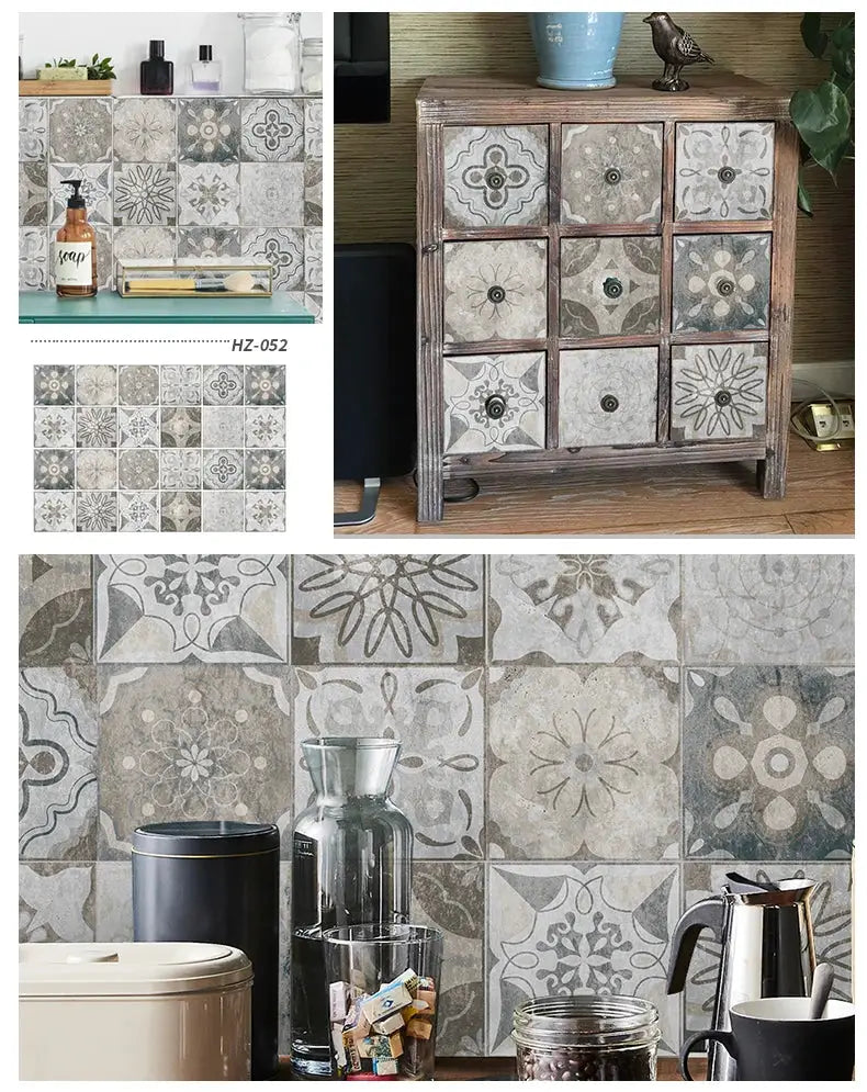 24pc light-colored tile sticker set by Simples Market; waterproof self-adhesive wall decals for kitchen and bathroom.