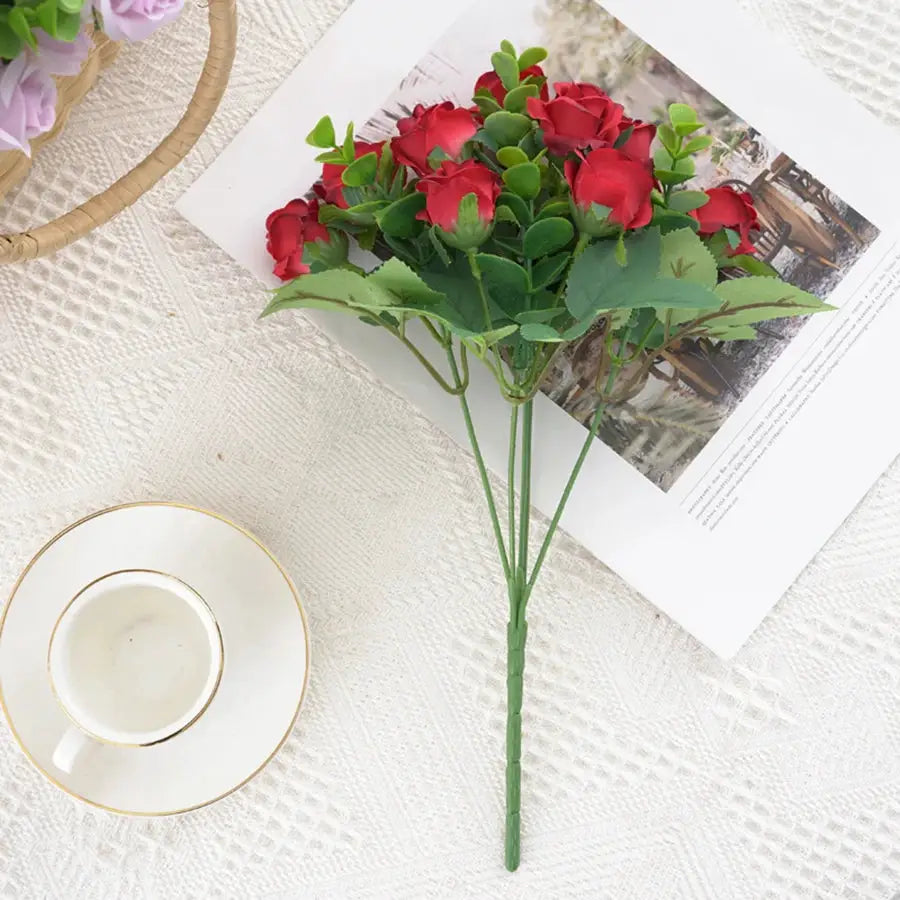 Smr Artificial Flowers Vase For Home Decor Outdoor Garden Christmas Eucalyptus Leaves Silk Roses Bouquet
