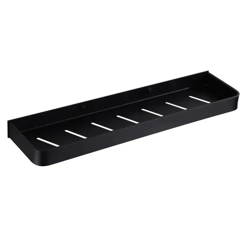 Simples Market bathroom shelf, black aluminum wall-mounted shower organizer with slotted base