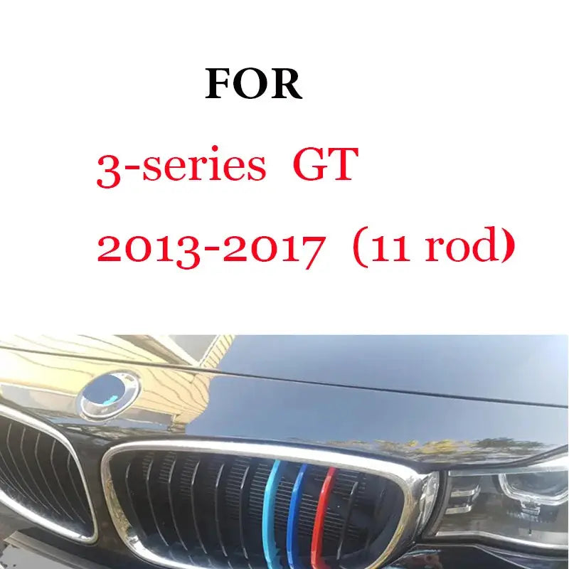 Front grille trim strips 3Pcs for BMW by Simples Market with blue and red accents