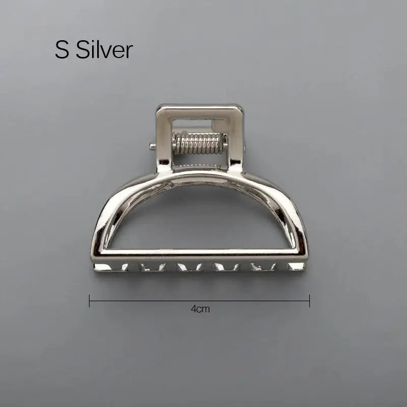 LuxeLocks Geometric Metal Hair Claw Clip With Strong Grip For Women And Girls Solid Color Korean Hairpins