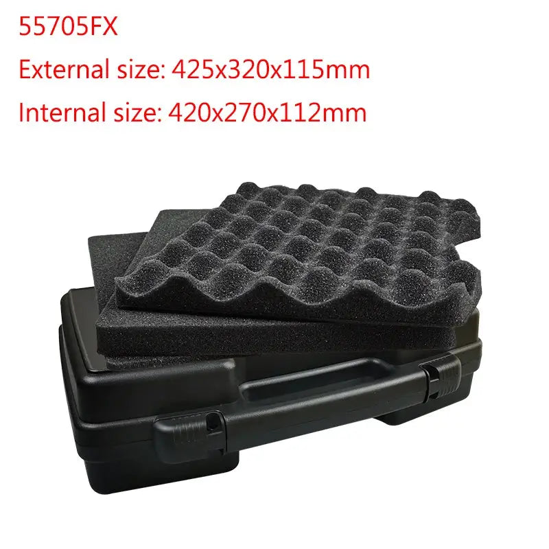 Multifunctional hardware toolbox by Simples Market, portable black plastic case with egg-crate foam insert