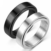 Anxiety Fidget Spinner Ring Stainless Steel Unisex Spinning Band Black Or Silver Anti Stress Jewelry