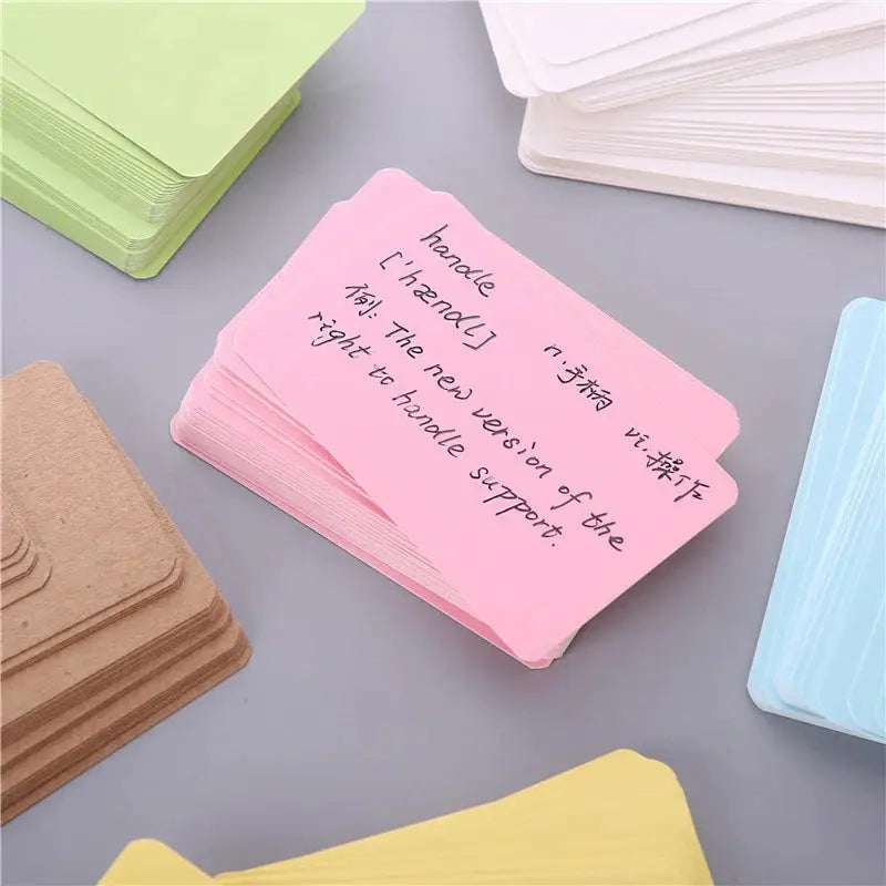 100pcs blank kraft paper cards in pastel colors for notes, labels and bookmarks