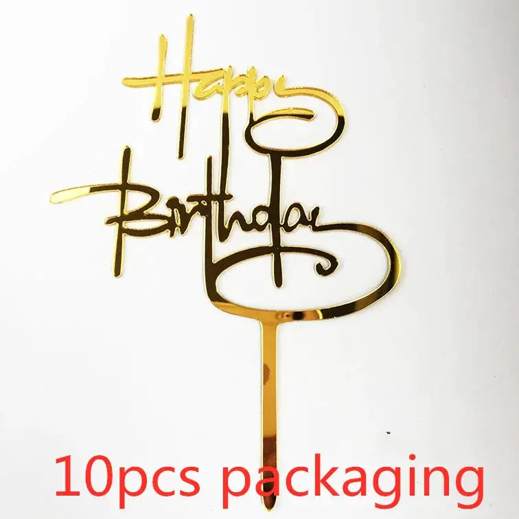 10 Pcs Rose Gold Silver Black Acrylic Cake Toppers Set For Birthday Parties Baby Showers And Dessert Decoration
