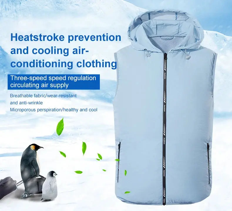 Simples Market ultralight blue hooded windbreaker vest for summer travel