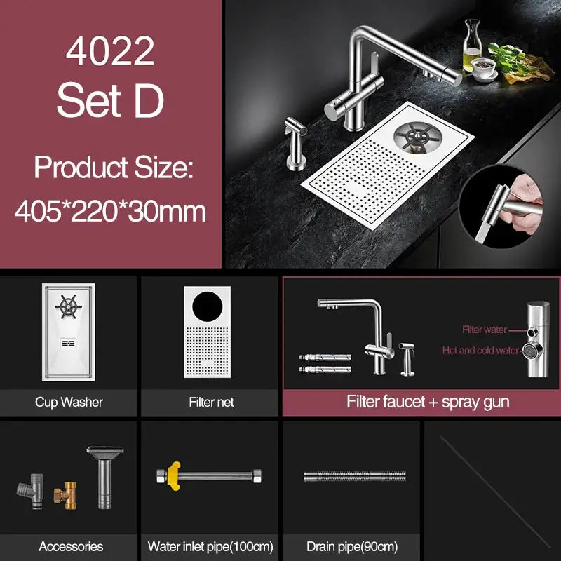 ASRAS cup washer bar set in brushed 304 stainless steel, 4mm thick; Simples Market for milk tea cafe.