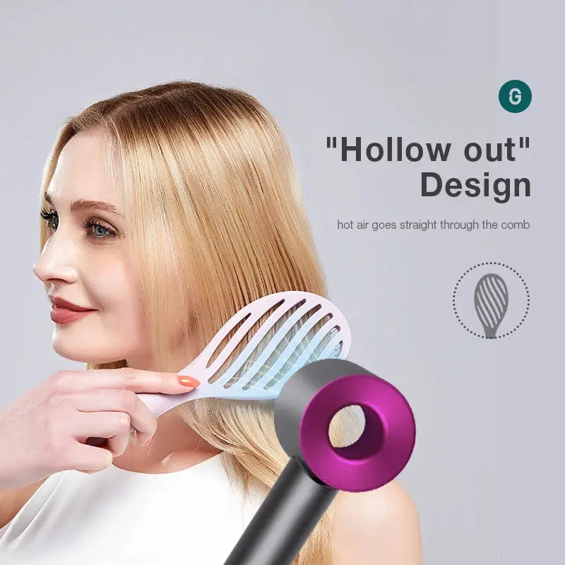 MR.GREEN hollow-out detangler comb with scalp massage design and purple dryer attachment by Simples Market