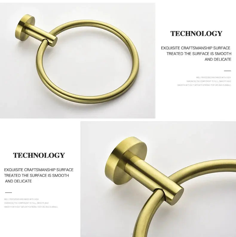 Brushed gold towel ring wall-mount bathroom accessory by Simples Market