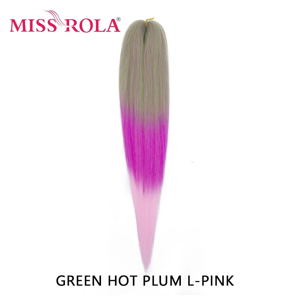 Miss Rola synthetic 30in Kanekalon braid, gradient green to pink, pre-stretched Yaki straight, by Simples Market