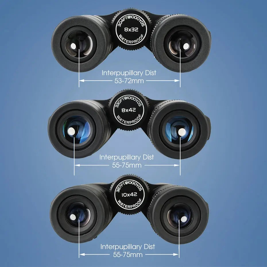 SVBONY SV47 binoculars trio in black; 3 sets with 8x32/8x42/10x42, IPX7 waterproof