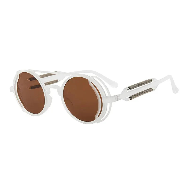 RMM Gothic Steampunk Round Sunglasses Unisex Retro PC Frame Luxury Designer High Quality Mirrored Lenses