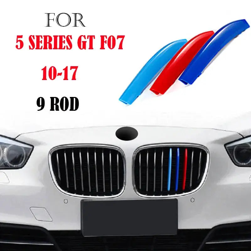 3-pack front grille trim strips for BMW, blue and red, compatible with multiple BMW series
