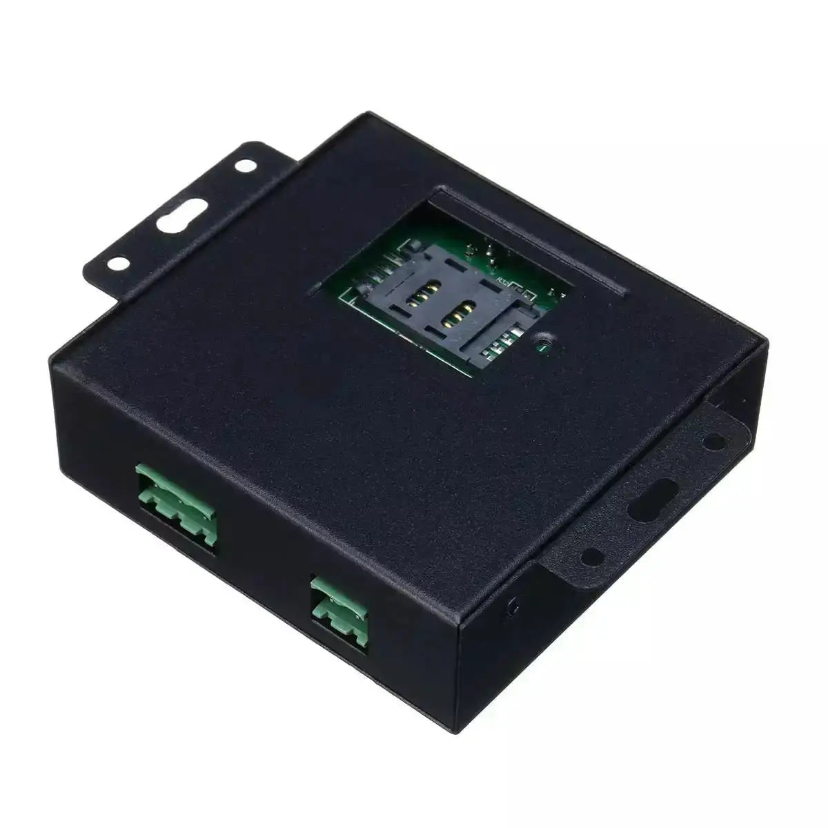 RTU5024 GSM gate opener relay switch, black enclosure with green terminal blocks