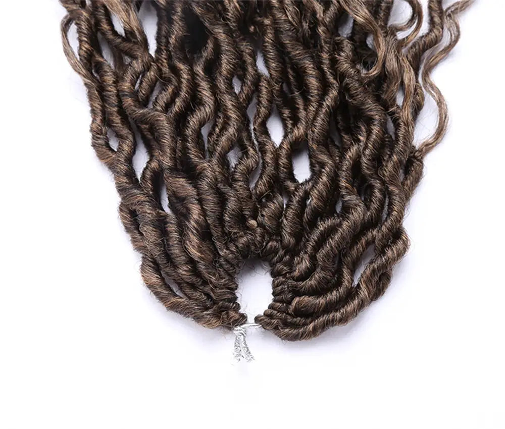 Simples Market Synthetic Goddess Locs Crochet Hair; curly faux locs braid extensions in black/brown boho chic style