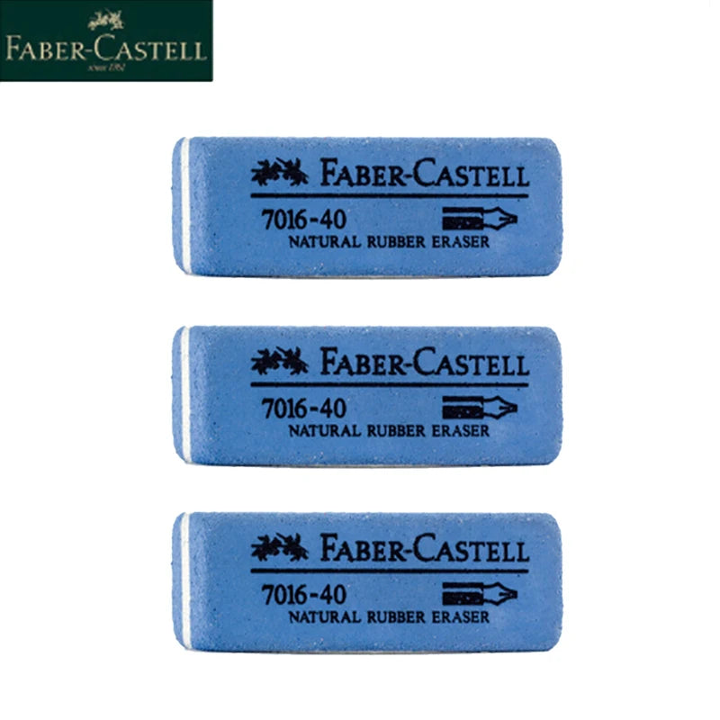 Faber-Castell blue natural rubber erasers, 3-piece set (7016-40)